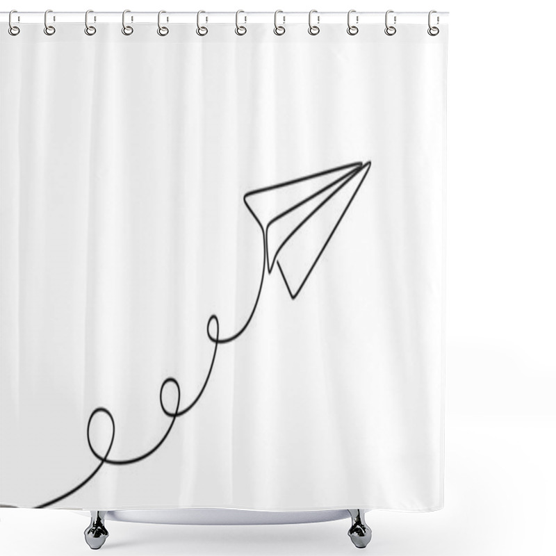 Personality  Paper Plane Continuous One Line Drawing Vector Illustration Minimalist Design Isolated On White Background. Shower Curtains