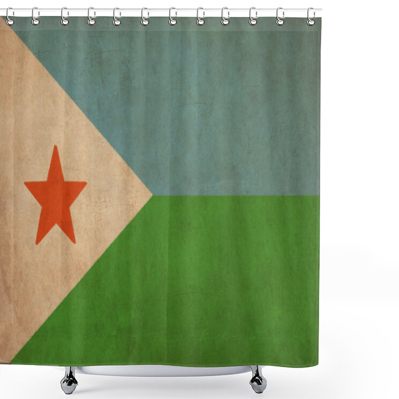 Personality  Djibouti Flag Drawing ,grunge And Retro Flag Series Shower Curtains