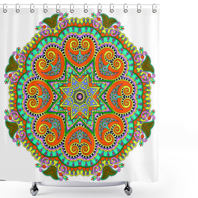 Personality  Mandala, Circle Decorative Spiritual Indian Symbol Of Lotus Flow Shower Curtains