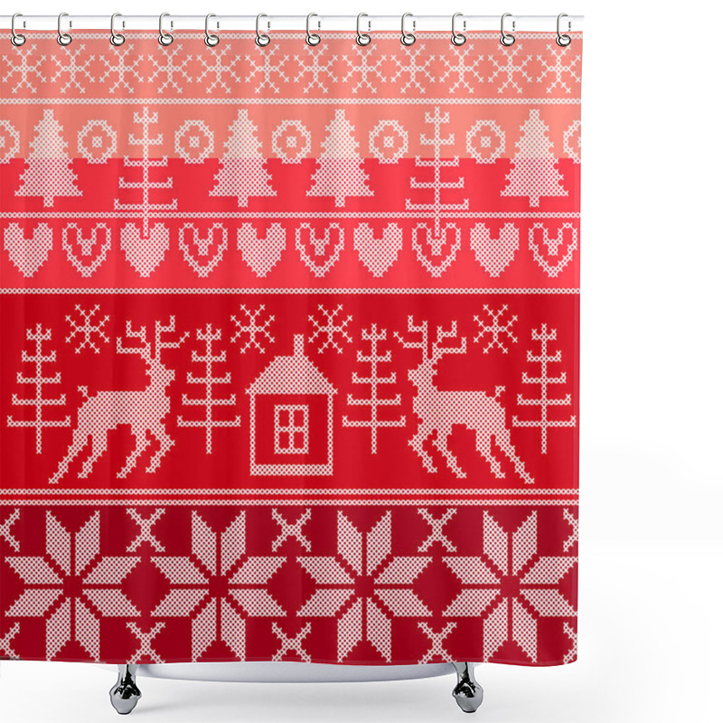 Personality  Forest Spirit. Set Of Traditional Scandinavian Christmas Patterns. Shower Curtains