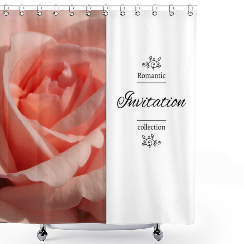 Personality  Card With A Pale Pink Rose. Shower Curtains