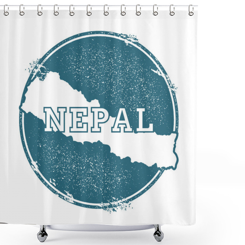 Personality  Grunge Rubber Stamp With Name And Map Of Nepal, Vector Illustration. Shower Curtains