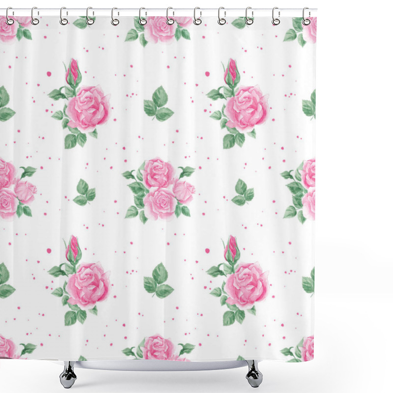 Personality  Roses Seamless Rose Pattern. Pink Roses. Flowers, Blooming. Home Interior. Home Textiles. Scrubbooking. Wallpaper. Rose Print. Watercolor, Texture. Vintage Shower Curtains