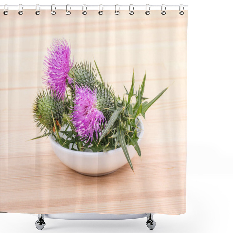 Personality  Flowering Mary Thistle Shower Curtains