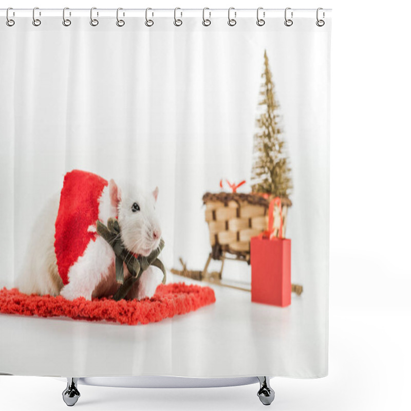 Personality  Selective Focus Of Rat In Costume On Red Carpet In New Year  Shower Curtains