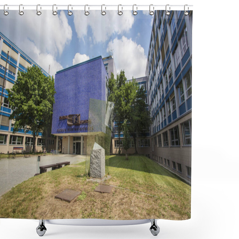 Personality  Prague, Czech Republic, June 4, 2018: Building Of CVUT, Faculty Of Electrical Engineering Shower Curtains