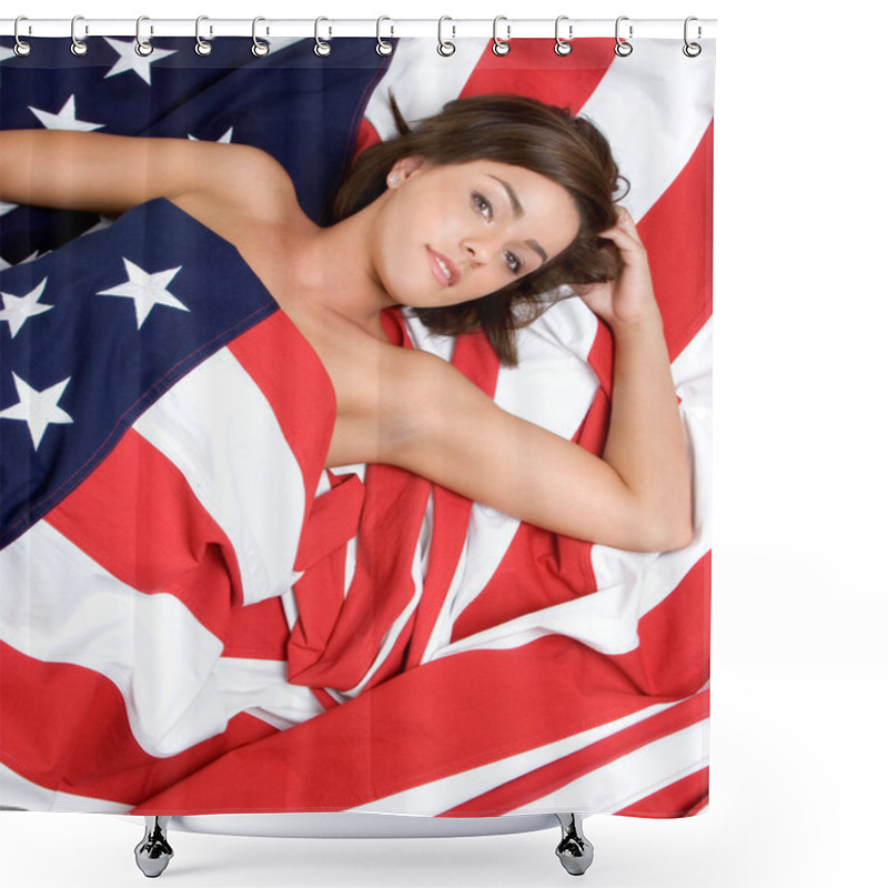 Personality  American Flag Woman Shower Curtains