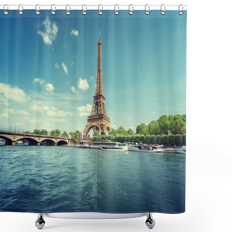 Personality  Seine In Paris With Eiffel Tower In Morning Time Shower Curtains