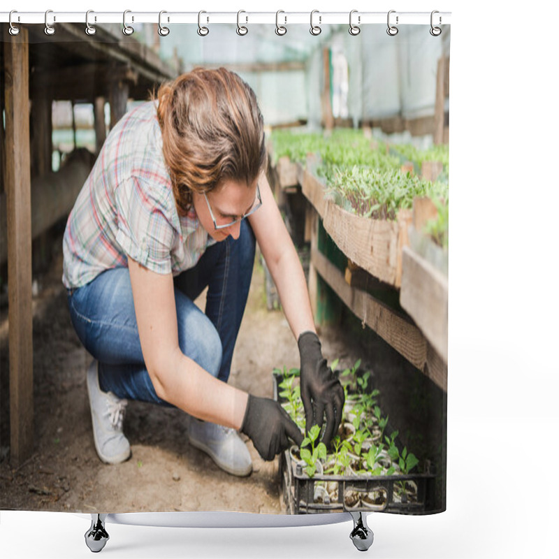 Personality  Female Gardener In Greenhouse Shower Curtains