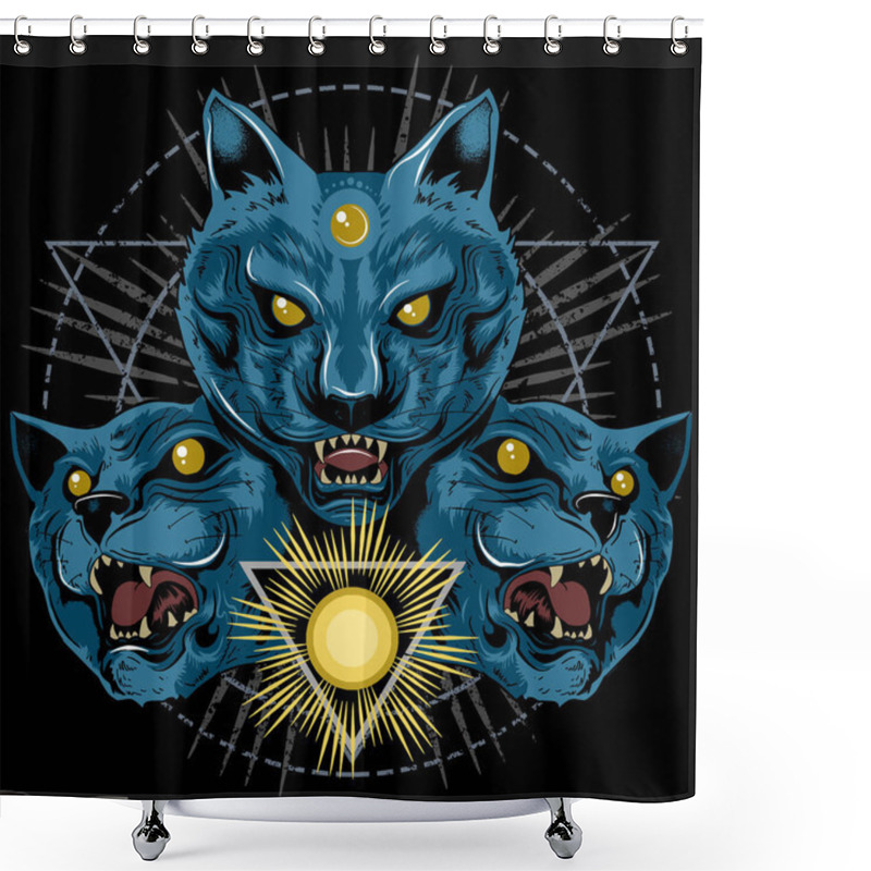 Personality  Three Head Panther Artwork Shower Curtains