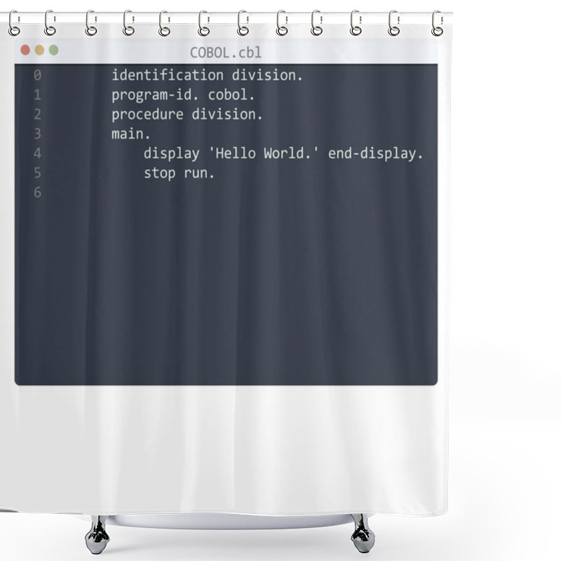 Personality  COBOL Language Hello World Program Sample In Editor Window Shower Curtains