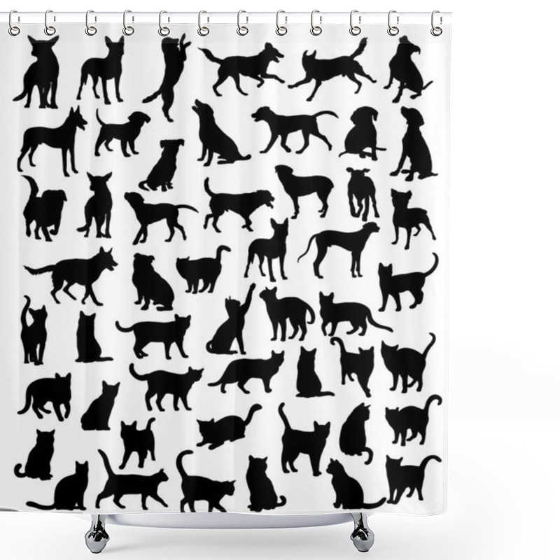 Personality  Pet Animal Silhouettes Shower Curtains