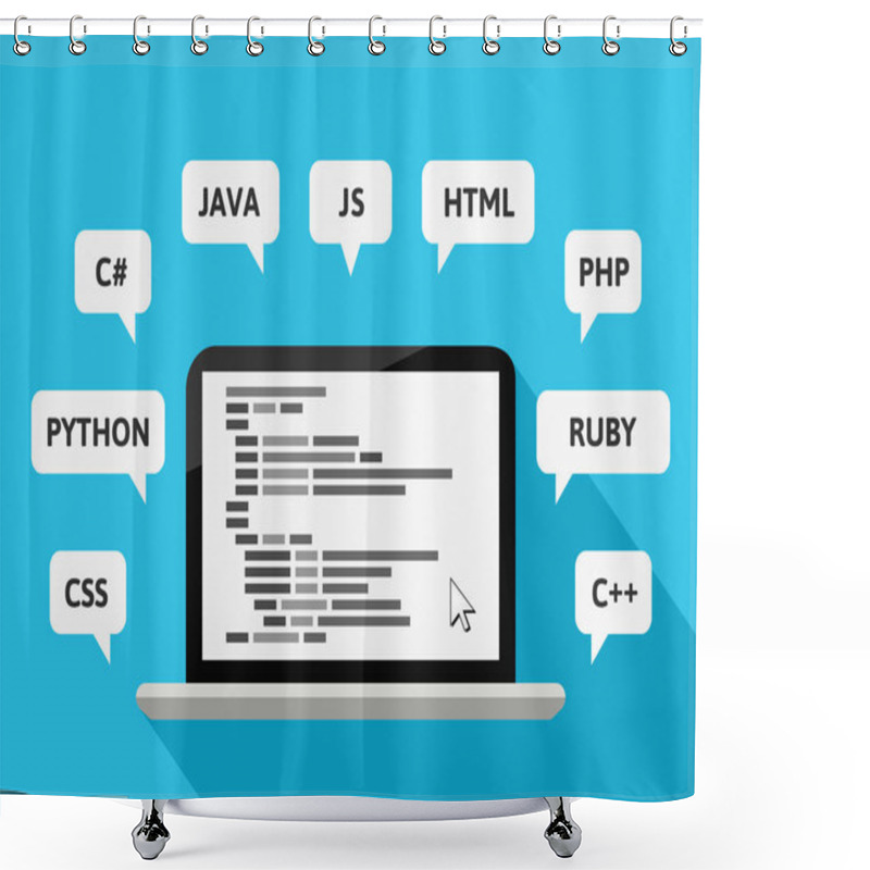 Personality  Programming Languages Concept With Computer And Code Shower Curtains