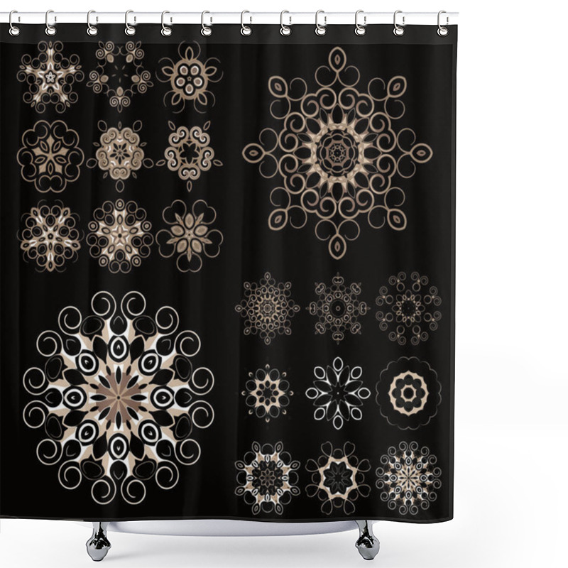 Personality  A Set Of Circular Floral Elements. Round Geometric Ornament Set. Vector Mandalas. Set Elements For Any Kind Of Design, Logo, Wedding, Birthday And Other Holiday Shower Curtains