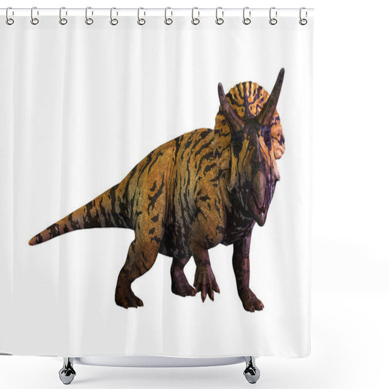 Personality  3D Rendering Of A Dinosaur Triceratops  Isolated On White Background Shower Curtains