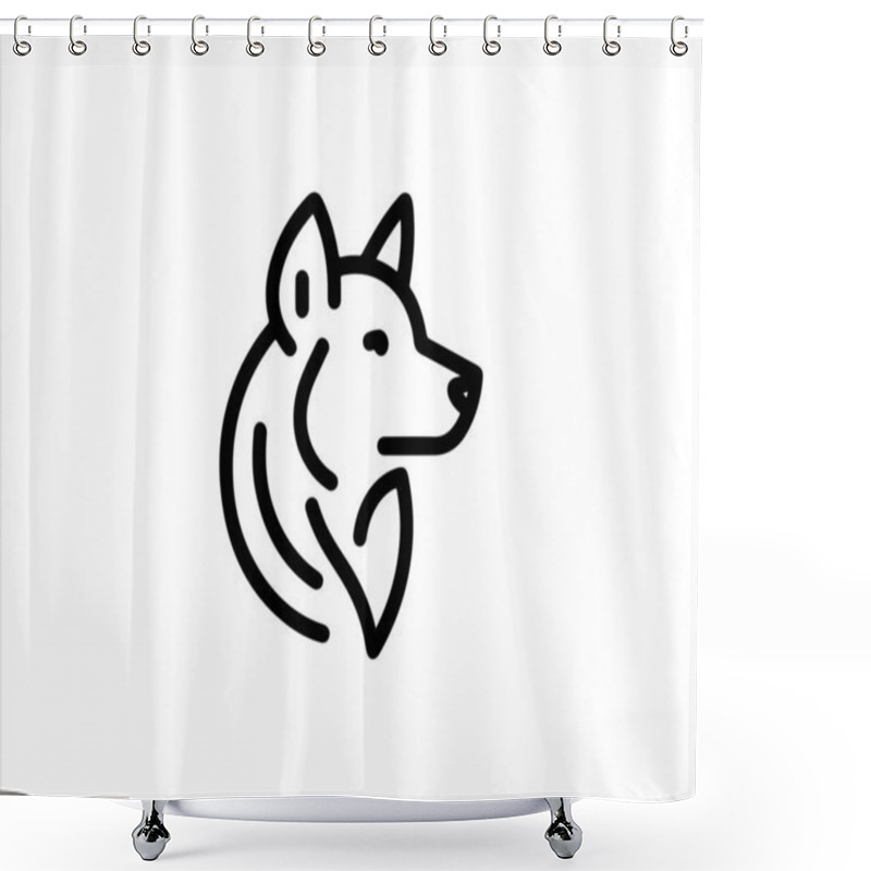 Personality  Minimalist Lines Outline The Dog Logo Design Icon Symbol Vector Illustration. Shower Curtains