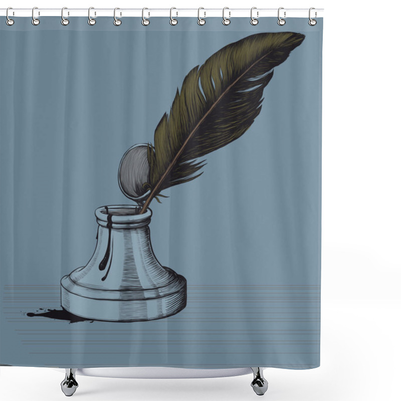 Personality  The Old-fashioned Ink Pen And A Blot Shower Curtains