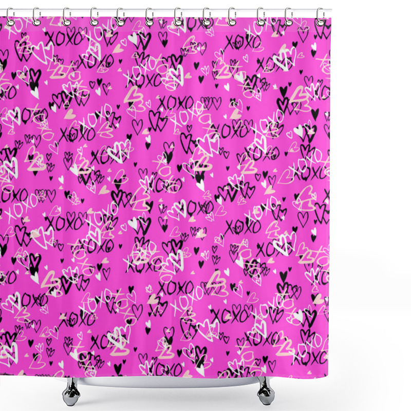 Personality  Pattern With Hand Painted Hearts Shower Curtains