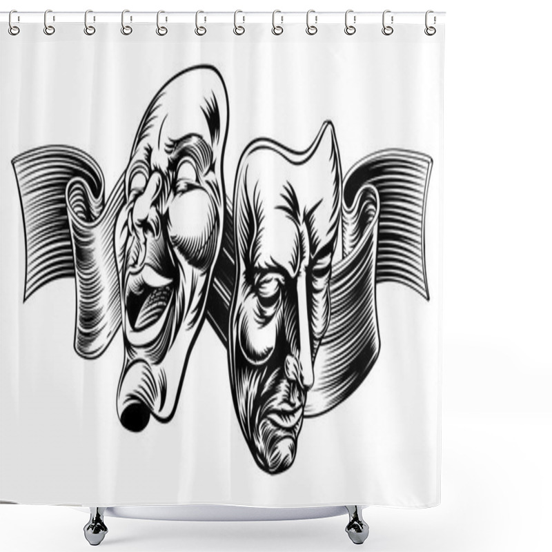 Personality  Two Theatre Masks Shower Curtains