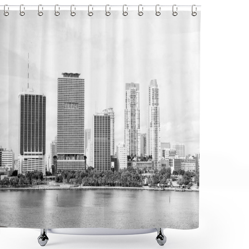 Personality  Miami, Seascape With Skyscrapers In Bayside, Downtown Shower Curtains