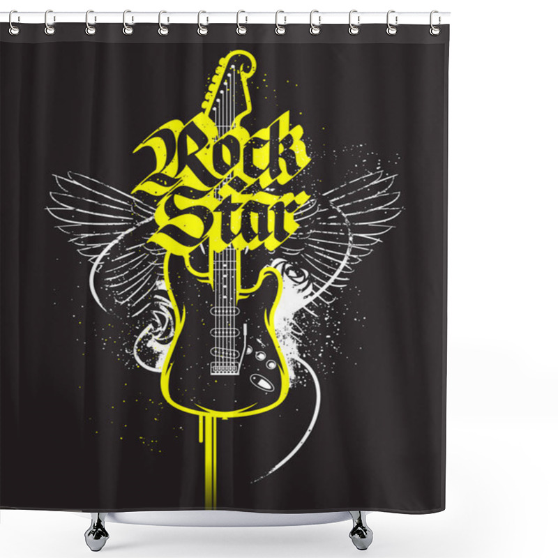 Personality  Black Guitar Print Shower Curtains