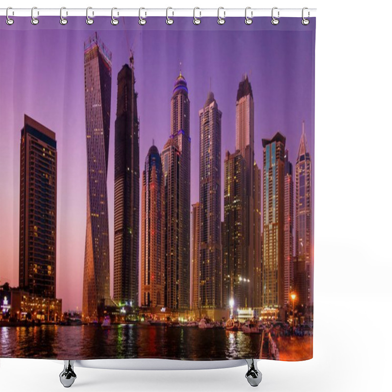 Personality  Dubai Marina With Skyscrapers Shower Curtains