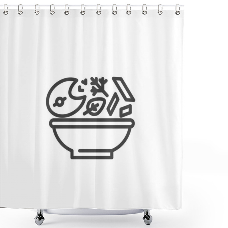 Personality  Fish Soup Bowl Line Icon Shower Curtains