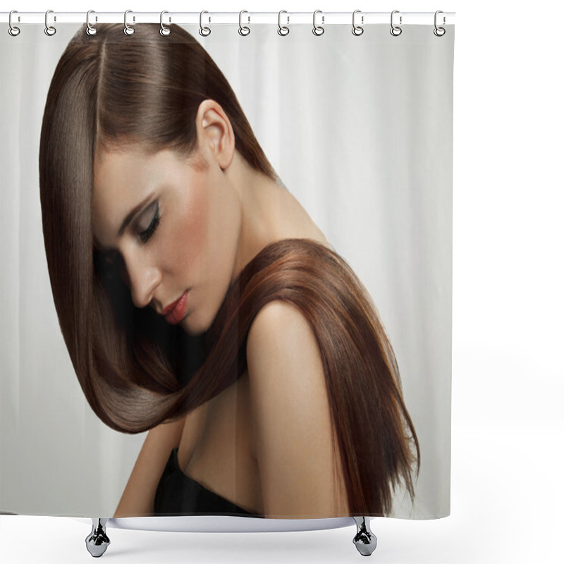 Personality  Woman With Healthy Long Hair Shower Curtains