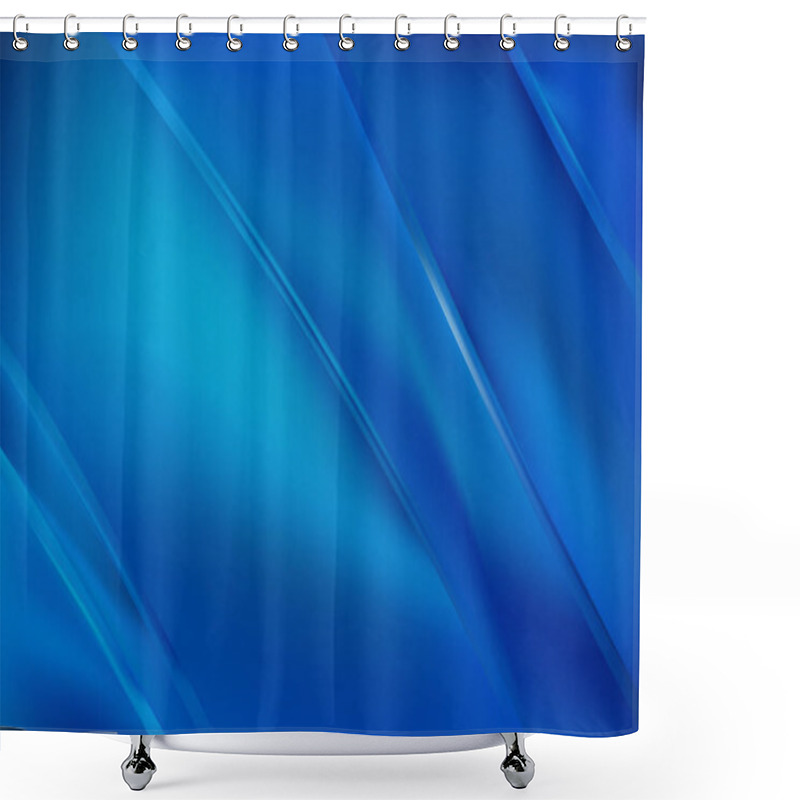 Personality  Abstract Blue Diagonal Shiny Lines Background Shower Curtains