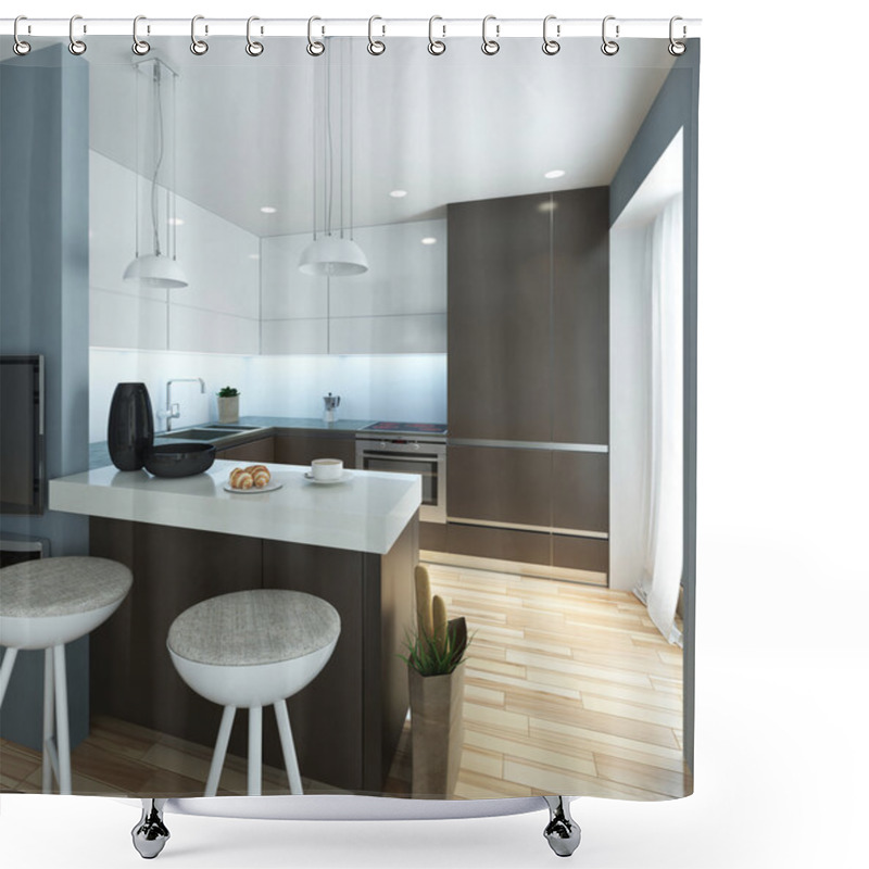 Personality  Kitchen In A Modern Style Shower Curtains