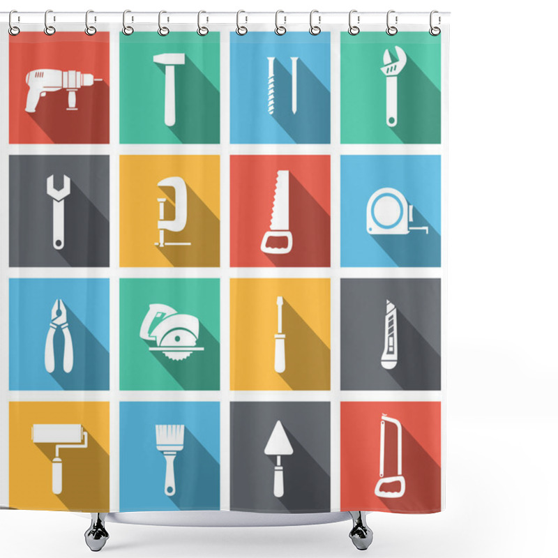 Personality  Tools Flat Icons Set Shower Curtains