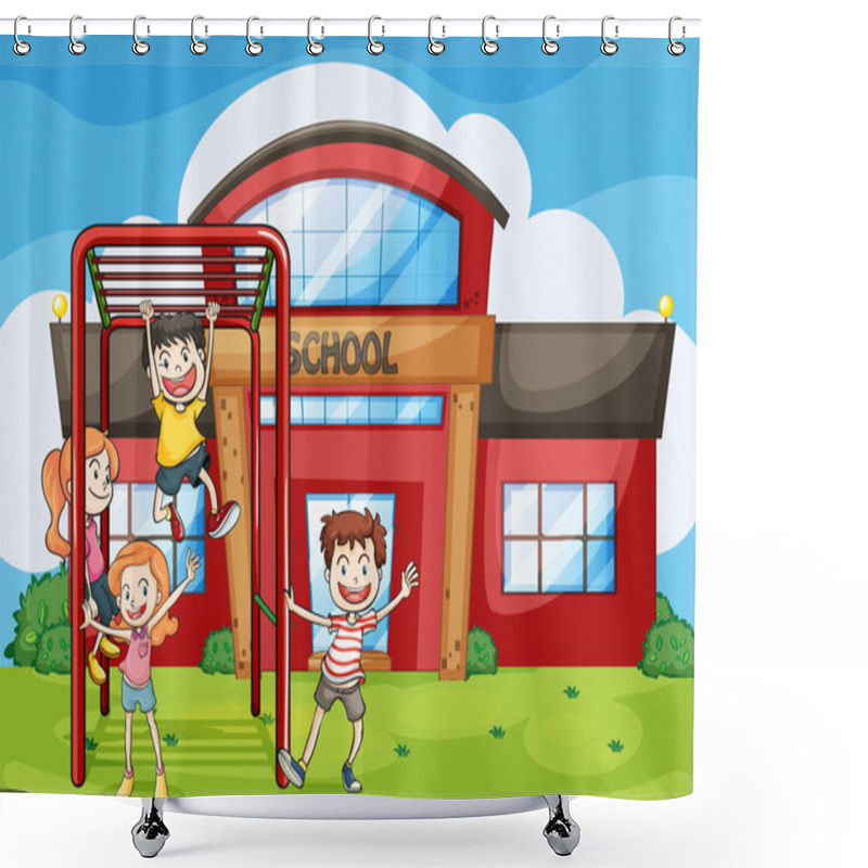 Personality  Kids And Monkey Bar Shower Curtains