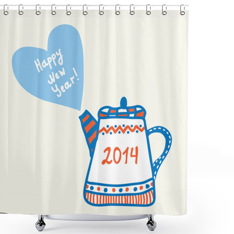 Personality  New Year And Christmas Teapot Shower Curtains