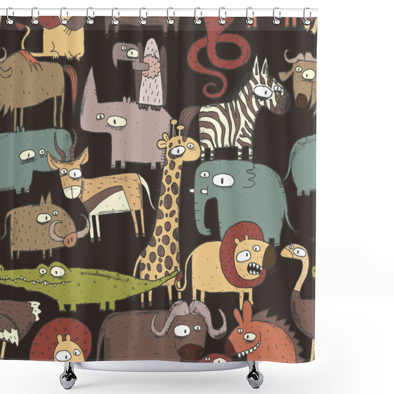 Personality  African Animals Seamless Pattern Shower Curtains