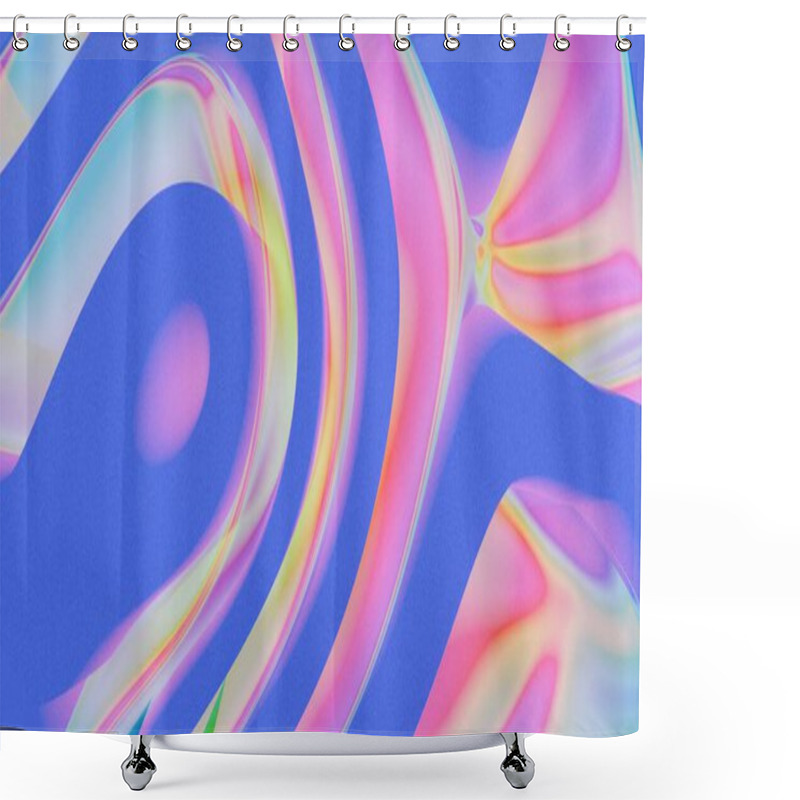 Personality  Abstract Flowing Shapes In Blue And Pink Gradient With Smooth Curves Shower Curtains