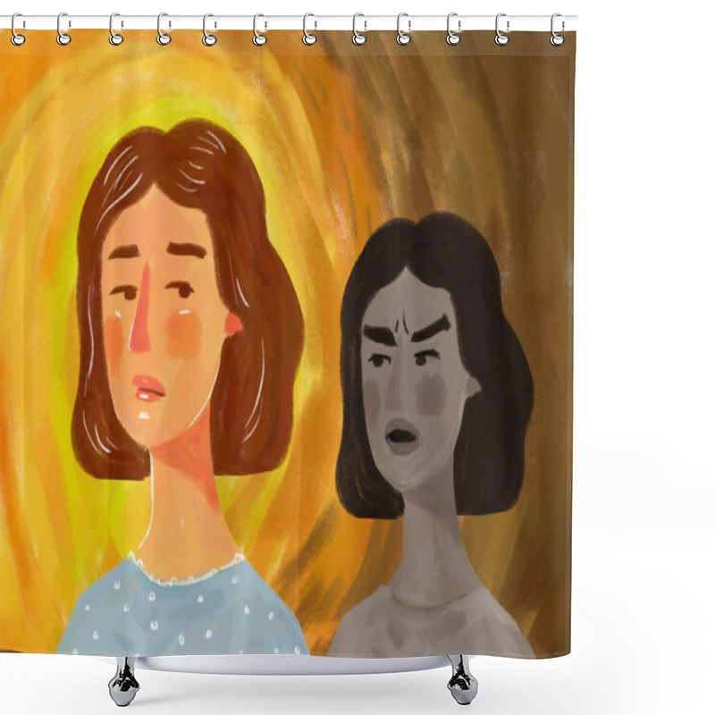 Personality  Destructive Feelings And Self-condemnation. The Girl Who Is Afraid Of Guilt And Inner Criticism Shower Curtains