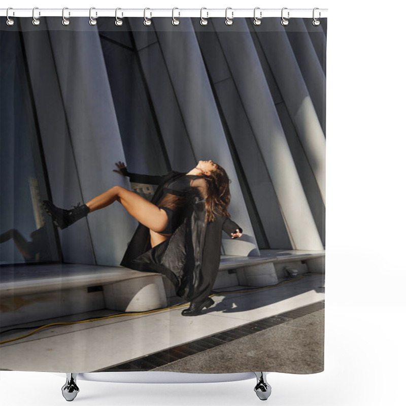 Personality  A Young Woman Dances On The Streets Of New York City. Shower Curtains