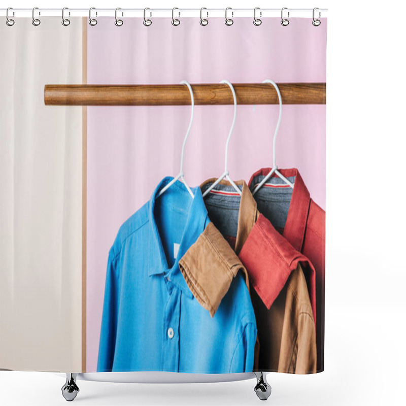 Personality  Casual Trendy Shirts On Hangers, Fashion Industry Shower Curtains