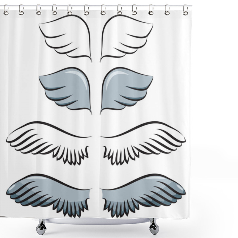 Personality  Set Of Cartoon Wings Shower Curtains