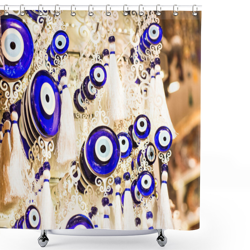 Personality  Blue Evil Eye Charms Sold At Bazaar  In Turkey Shower Curtains