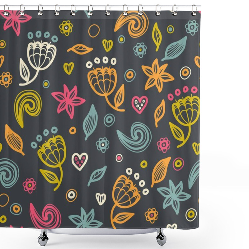 Personality  Floral Seamless Floral Pattern In Doodle Style. Shower Curtains