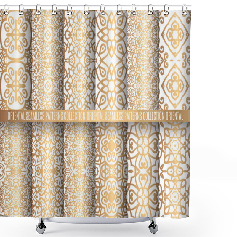 Personality  Golden Arabesque Patterns Shower Curtains