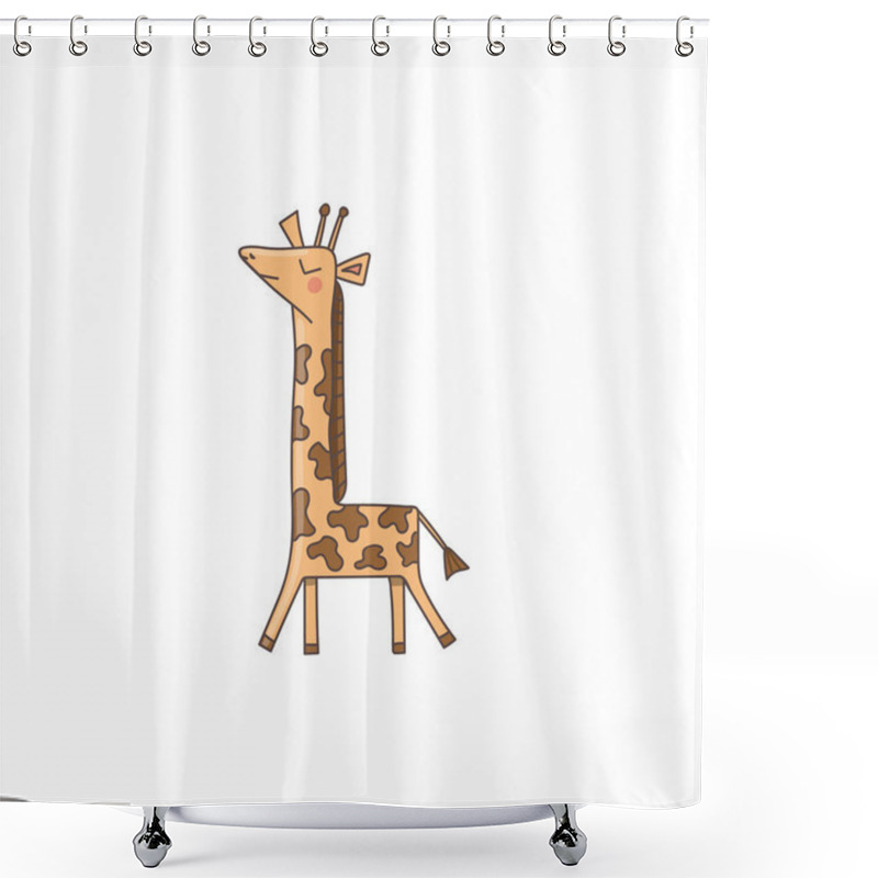 Personality  A Cartoon Vector Illustration Of A Cute Giraffe On White Shower Curtains