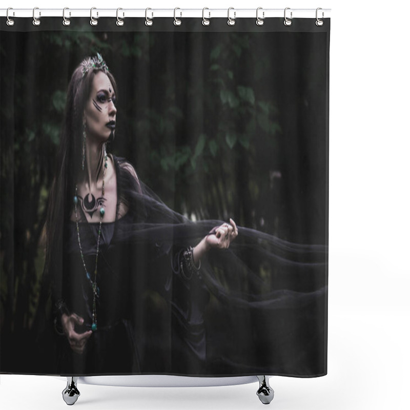 Personality  Girl In A Gothic Gloomy Image In A Lilac Shower Curtains