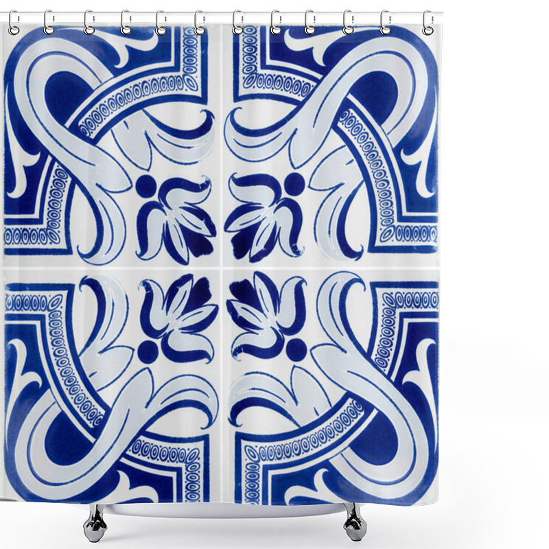 Personality  Traditional Portuguese Glazed Tiles Shower Curtains