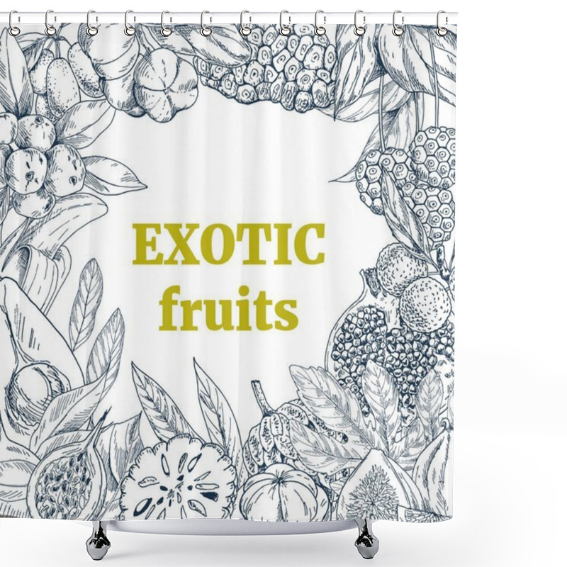 Personality   Exotic Fruits, Square Frame Shower Curtains