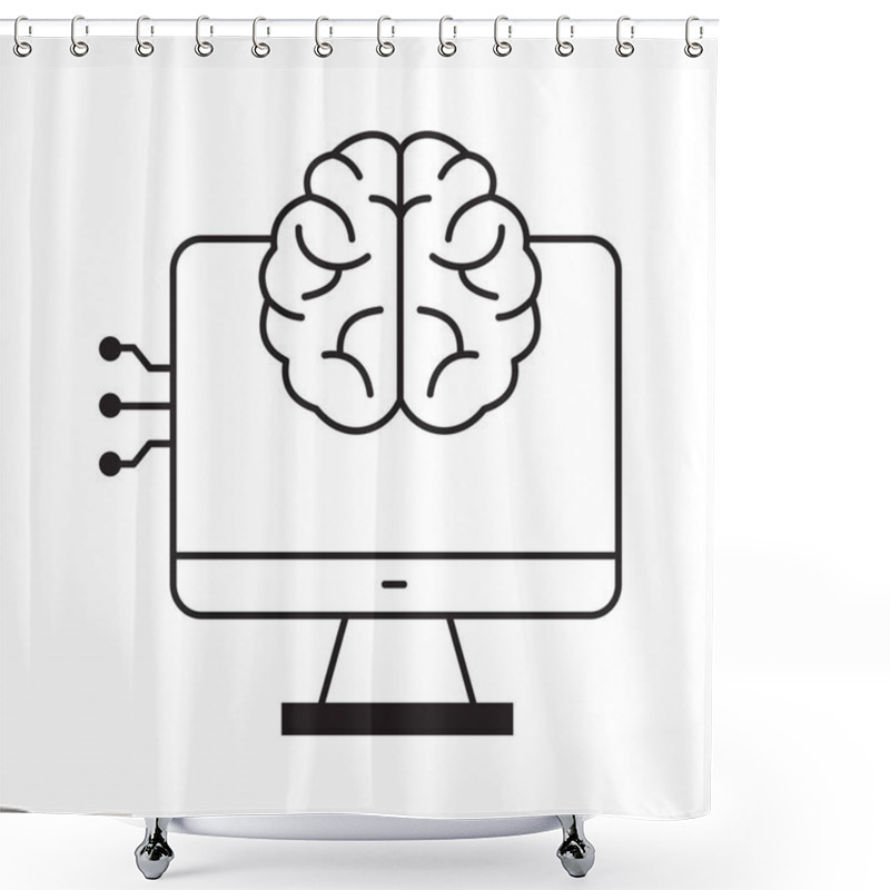 Personality  AI Interaction And Computing Interface VEctor Icon Design, AI Computing, Smart Technology, Data Processing, AI, User Interface Shower Curtains