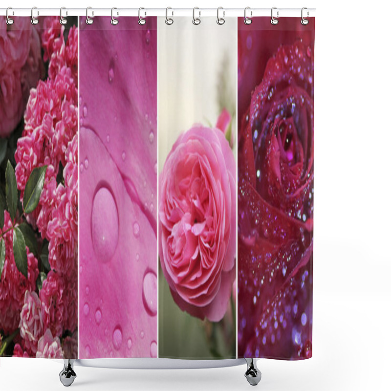 Personality  Collage Of Pink And Red Roses Shower Curtains