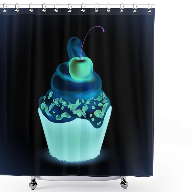 Personality  Vector Illustration Of Cupcake With Cherry Shower Curtains