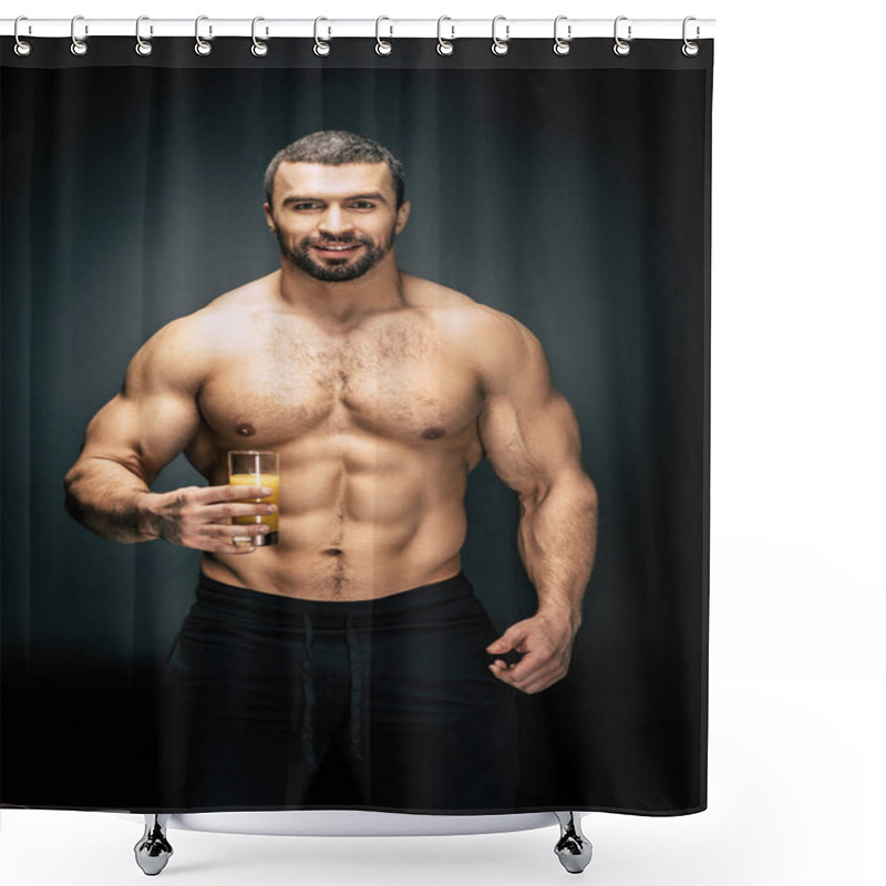 Personality  Athletic Man With Glass Of Juice Shower Curtains